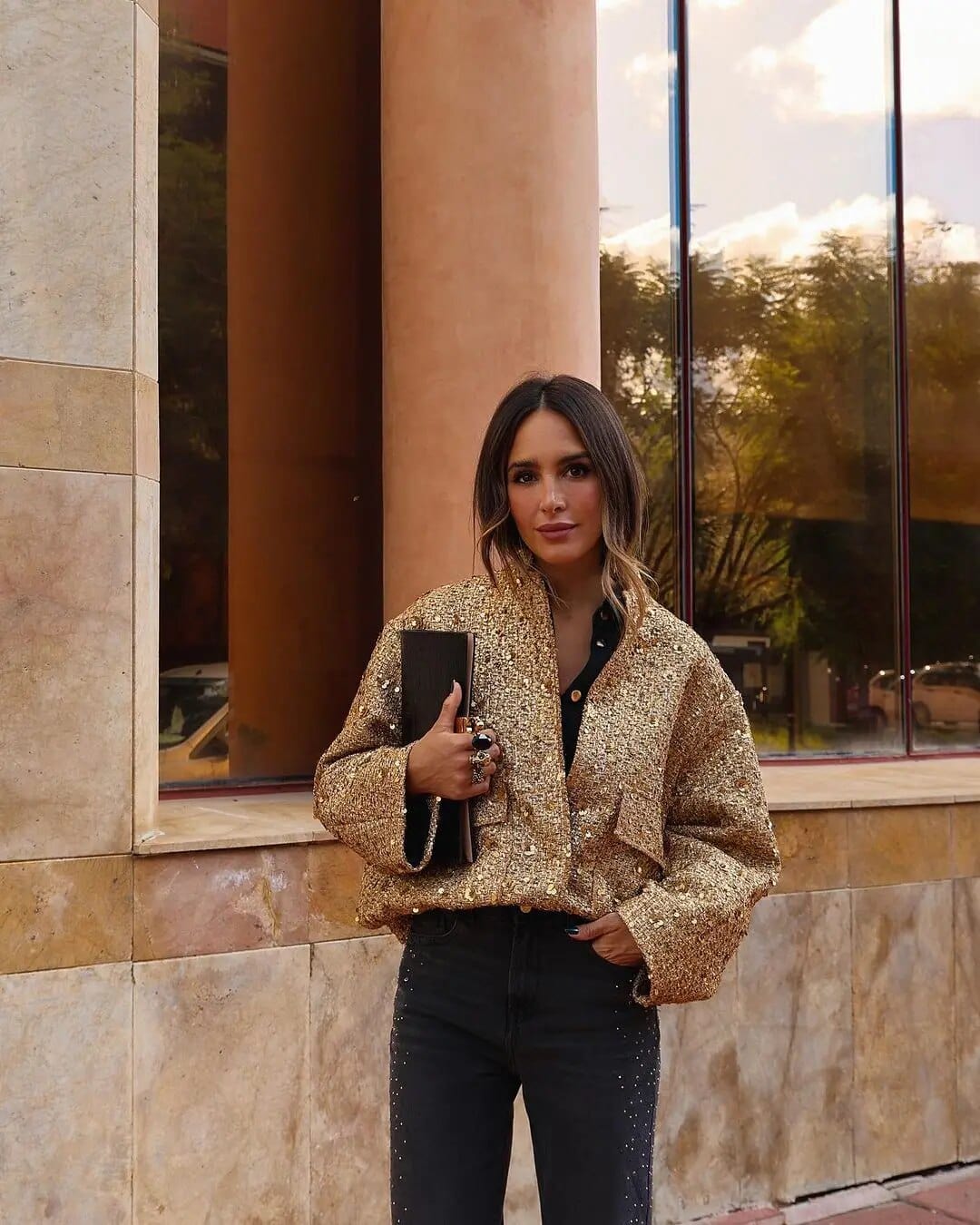 Amarae | Sequin bomber jacket
