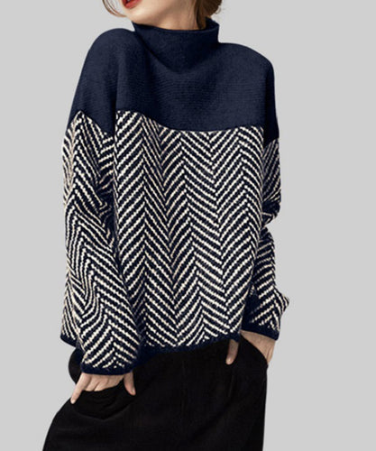 Amarae | Retro color block mock neck sweater