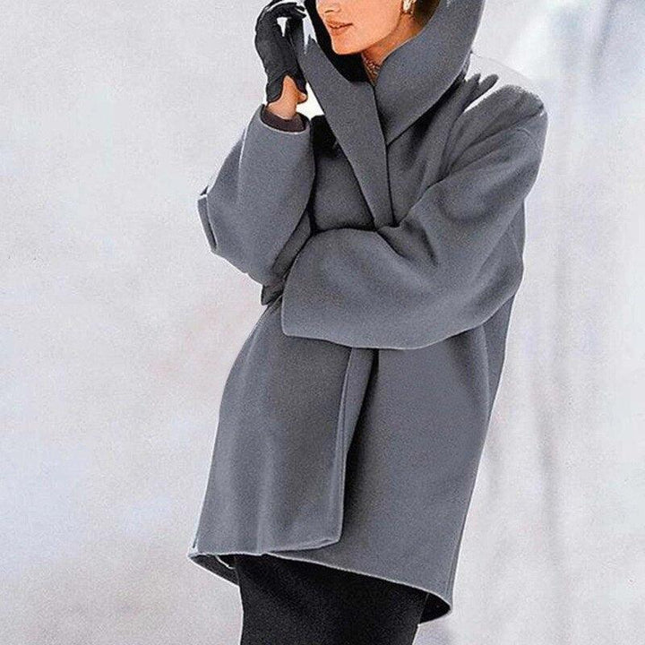 Lune London | Coat - Elegant wool coat with wide collar for ladies