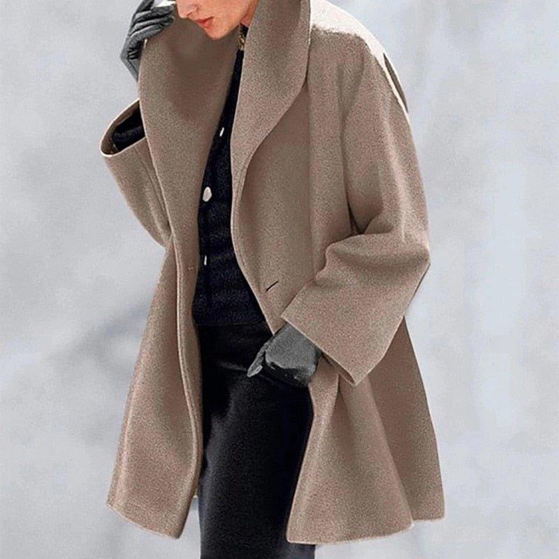 Lune London | Coat - Elegant wool coat with wide collar for ladies