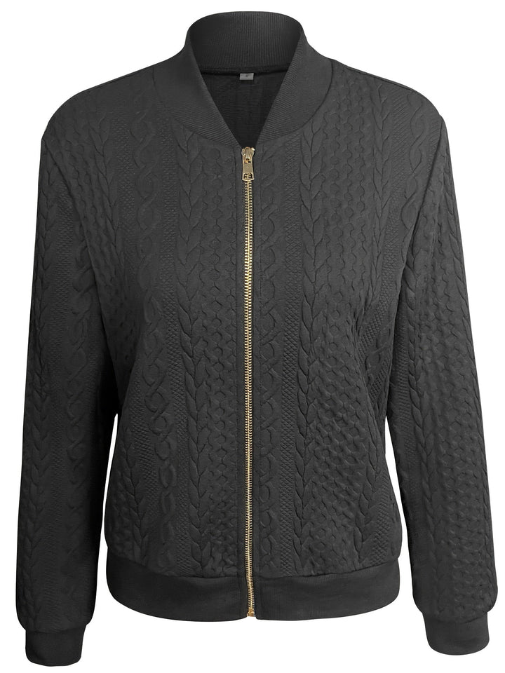 Amarae | Casual bomber jacket with texture and zipper