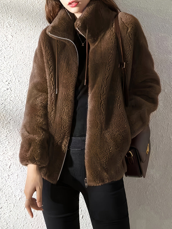 Lune London | Casual warm teddy jacket with drawstring and zipper