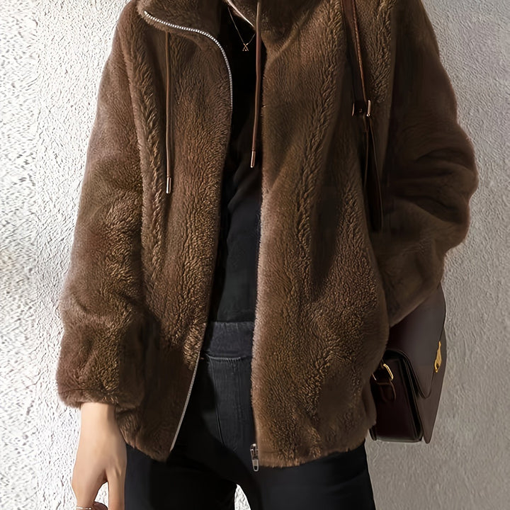 Lune London | Casual warm teddy jacket with drawstring and zipper