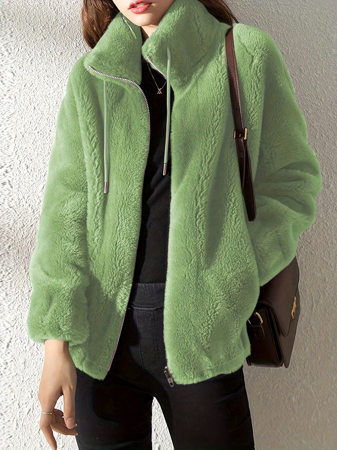 Lune London | Casual warm teddy jacket with drawstring and zipper