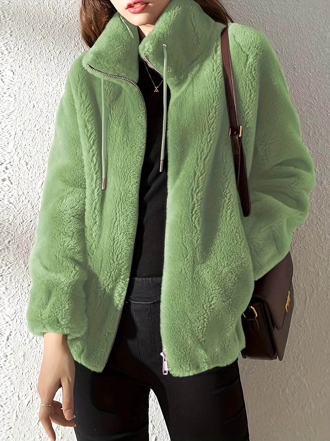Lune London | Casual warm teddy jacket with drawstring and zipper
