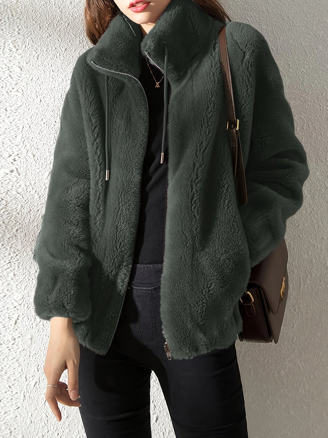 Lune London | Casual warm teddy jacket with drawstring and zipper