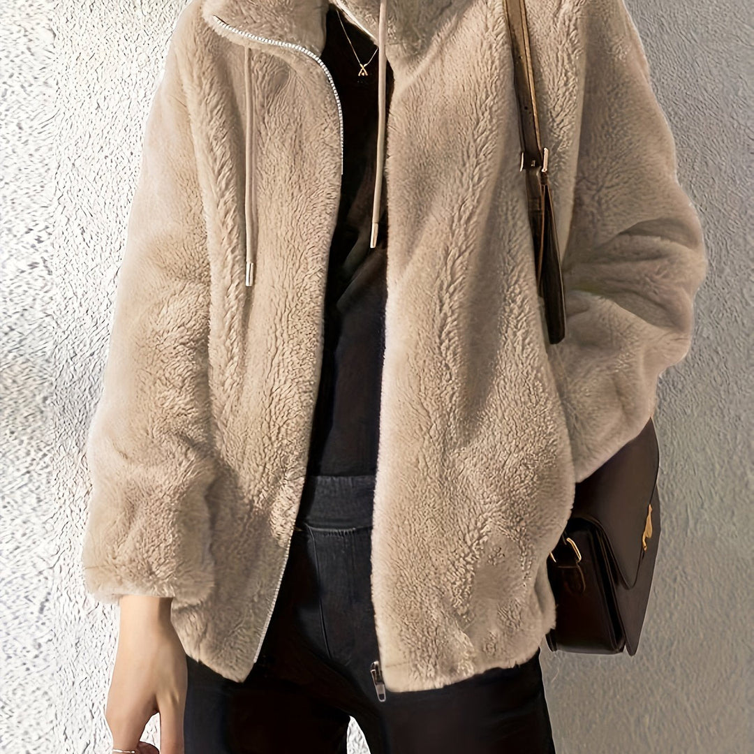 Lune London | Casual warm teddy jacket with drawstring and zipper