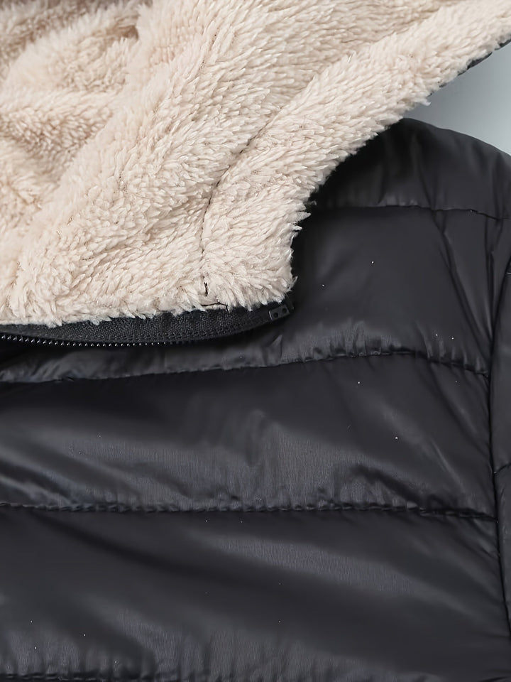 Amarae | Warm Puffy Jacket with Zipper and Faux Fur Lining