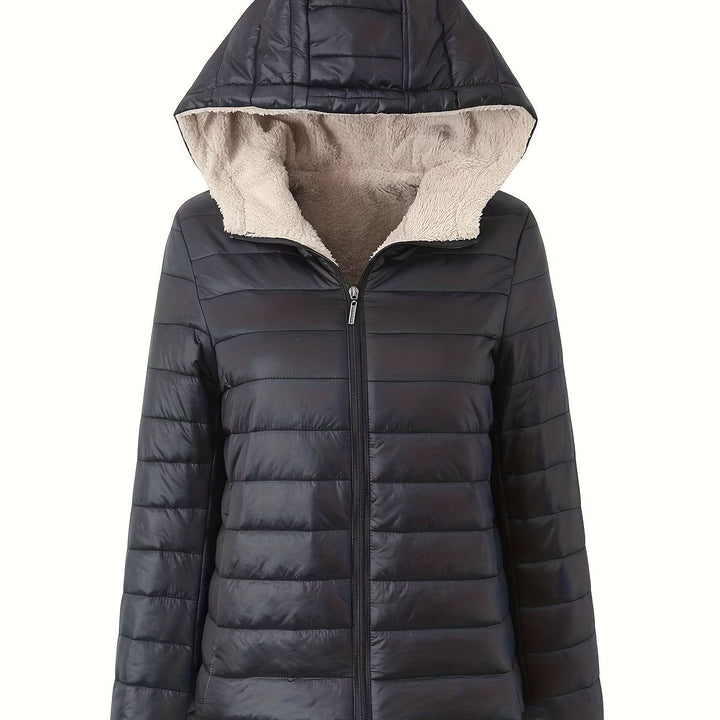 Amarae | Warm Puffy Jacket with Zipper and Faux Fur Lining