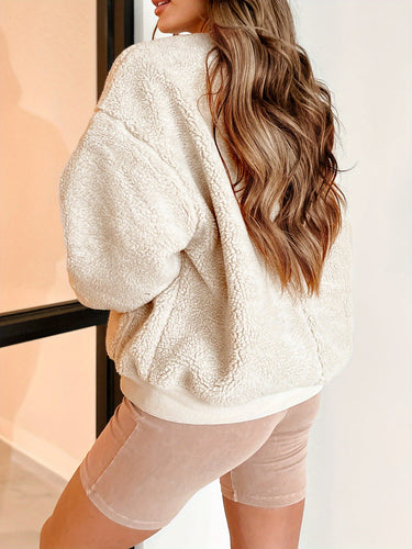 Amarae | Fleece Bomber Jacket in Solid Color