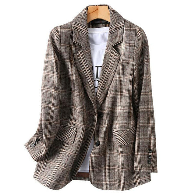 Lune London | Office Women's Checked Blazer Long Sleeve Casual Jacket