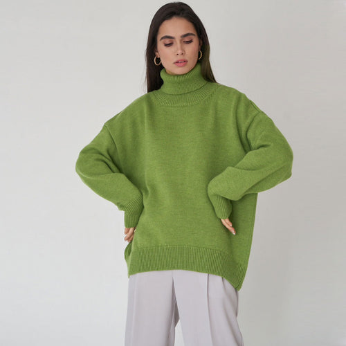 Amarae | Sweater - Oversized Fit - Wool Blend Knit - Ribbed Roll Neck - Long Sleeves