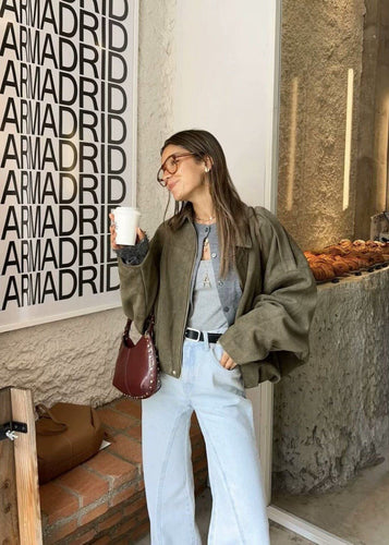 Amarae | Oversized Suede Zip Jacket