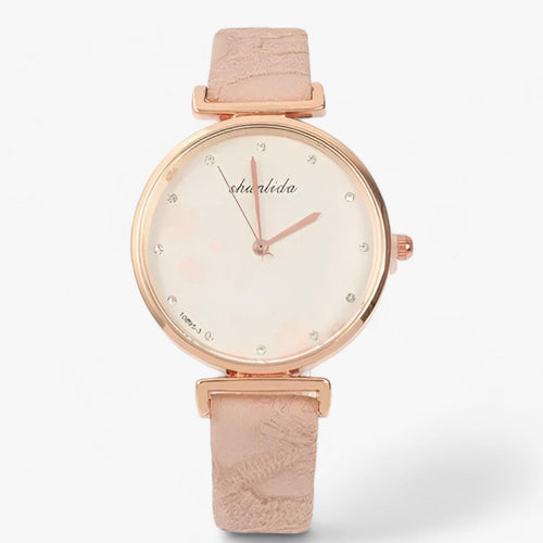 Amarae | Leather Bracelet Round Vintage Flower Watch for Women