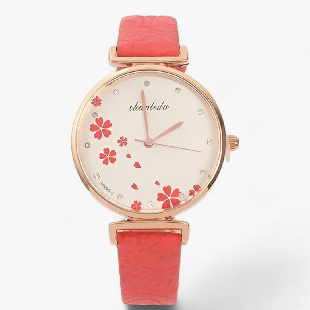 Lune London | Leather Bracelet Round Vintage Flower Watch for Women