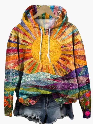 Amarae | Hoodie with sunrise design, boho style, casual sweatshirt for everyday wear and festivals