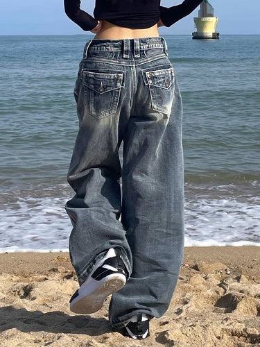 Amarae | Hop Washed Distressed High Waist Baggy Jeans