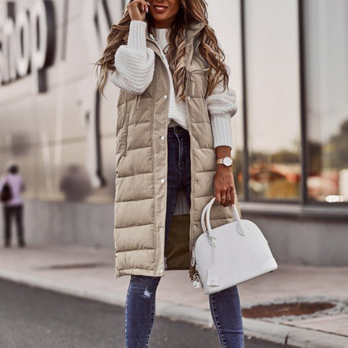 Amarae | Longer quilted vest with hood