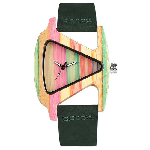 Amarae | Colored Triangle Bamboo Wood Watch