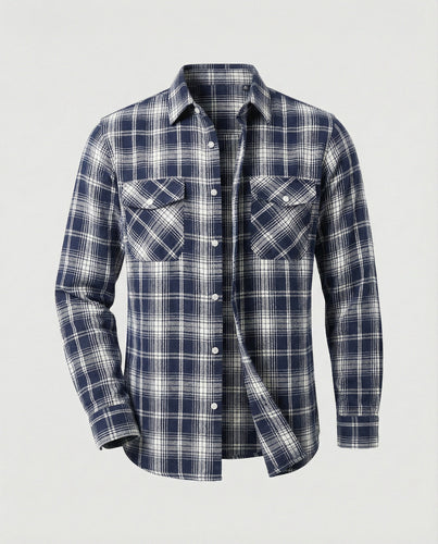 Men's Flannel Shirt Checked Casual