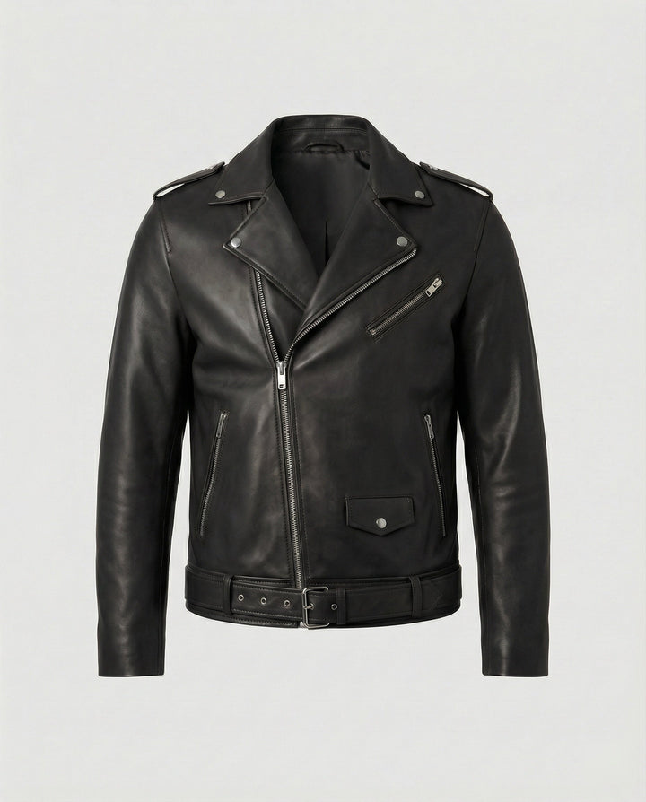 Men's Biker Jacket Faux Leather Fitted