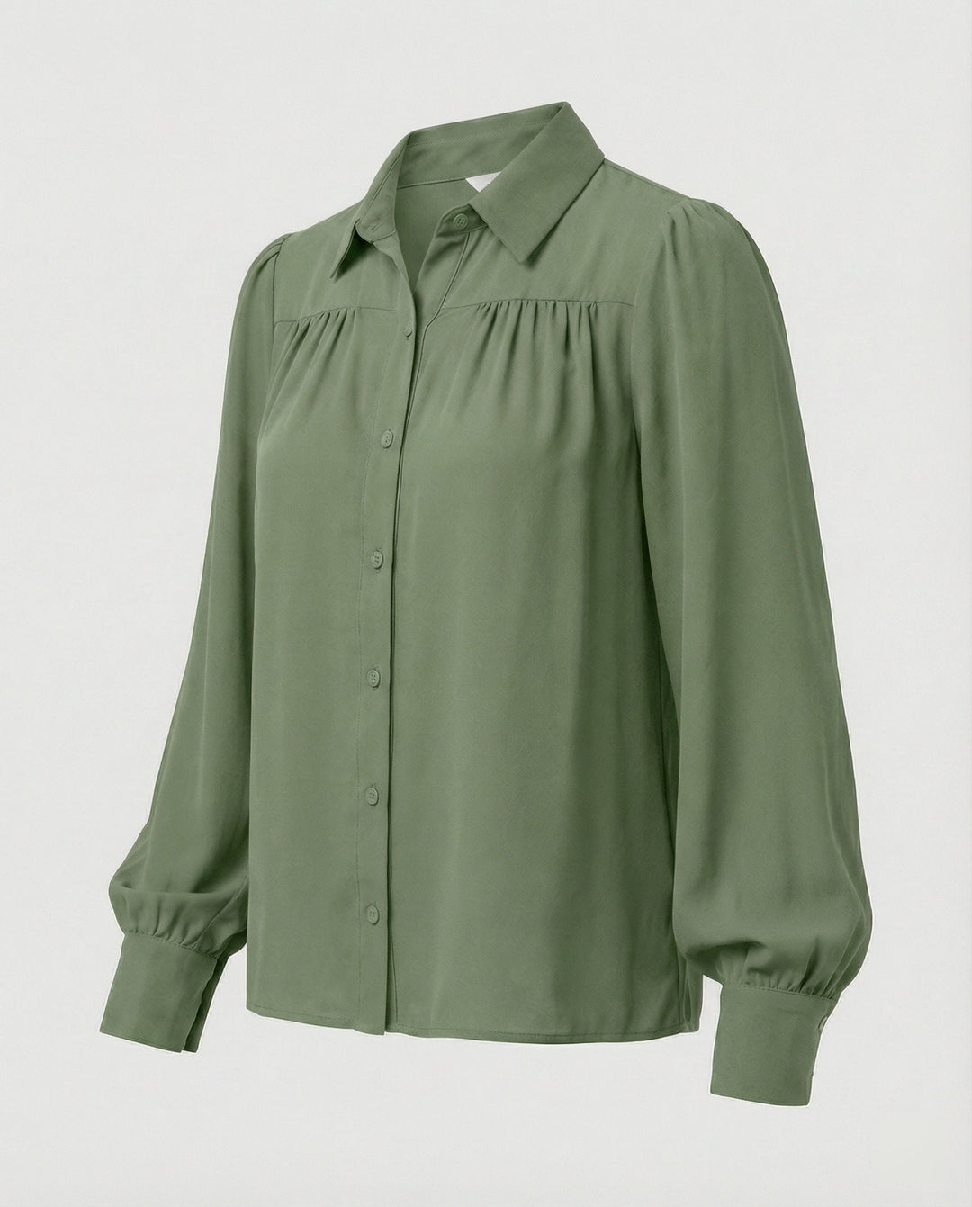 Ladies blouse with voluminous sleeves and elegant ruffle details