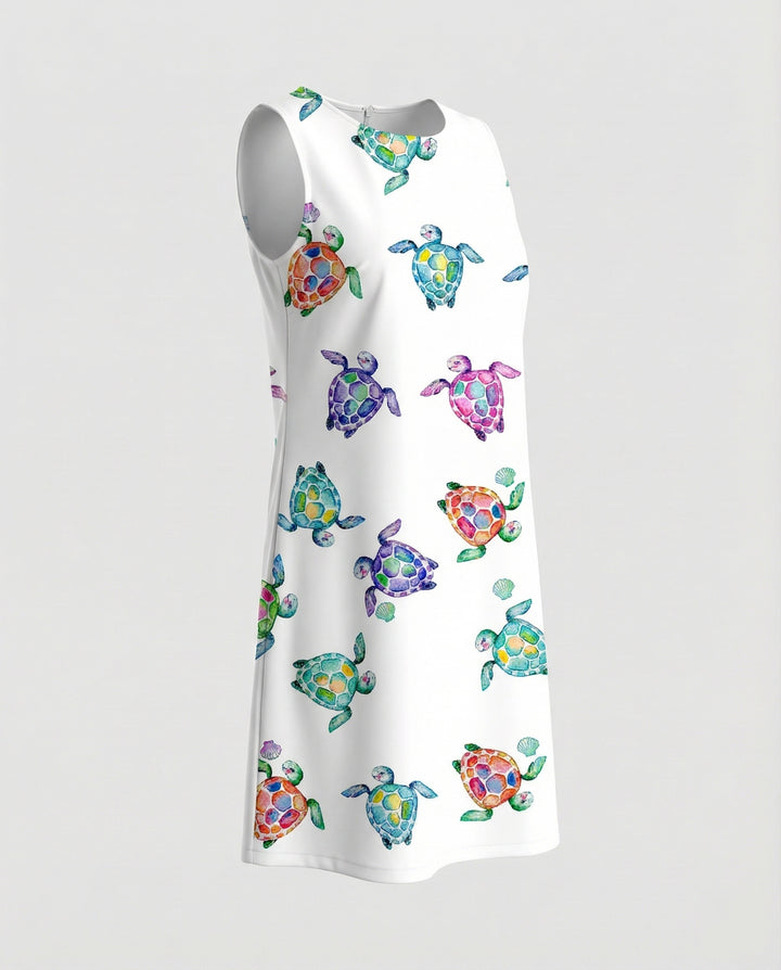 Women’s Sleeveless Casual Dress with Artistic Print & Lightweight Fabric | Lune London