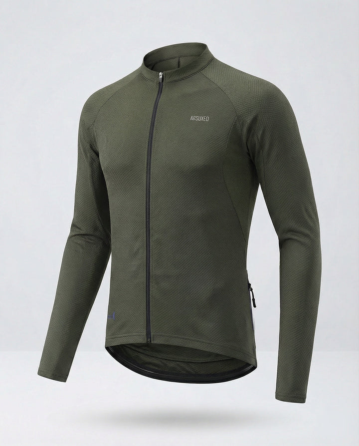 Long Sleeve Cycling Jersey with Back Pockets Men
