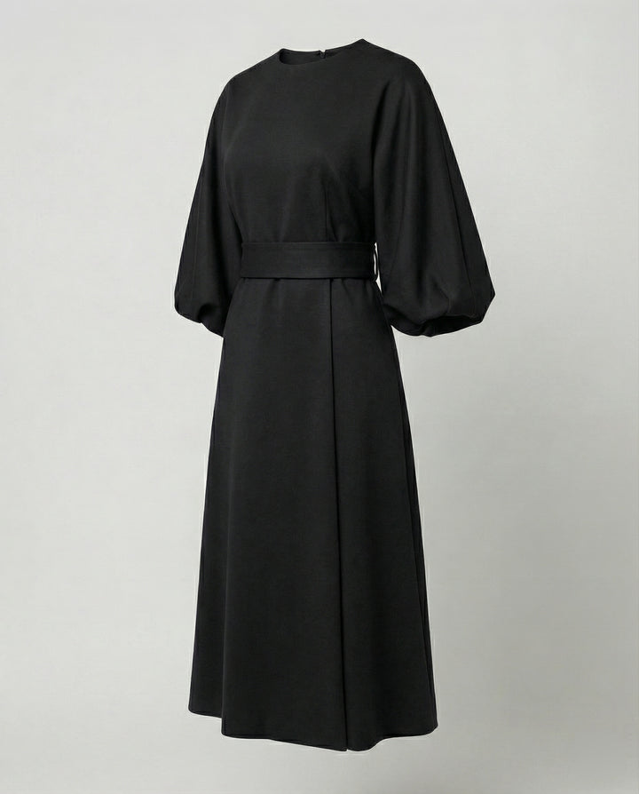 Lune London | Elegant Dress with Lantern Sleeves and Belt