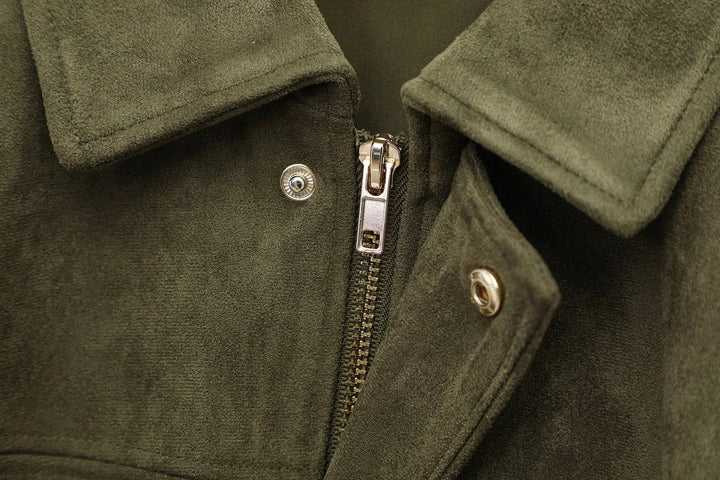 Amarae | Oversized Jacket - Soft Suede Lining - Fully Lined - Khaki