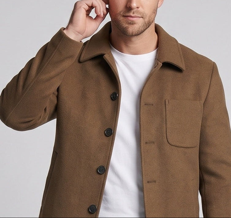Men's short wool jacket in carcoat style with chest pocket Amarae