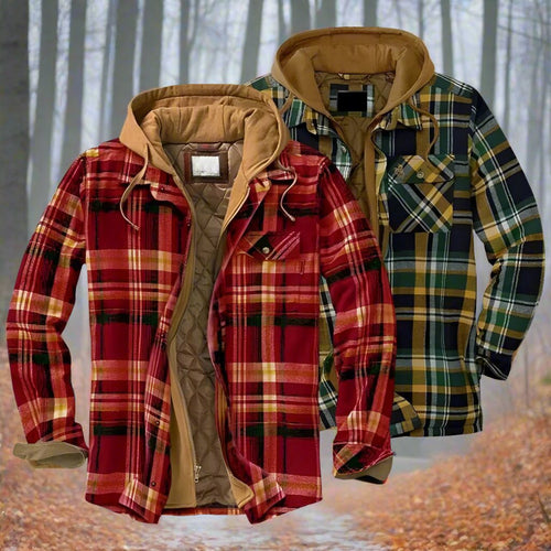 Amarae | Warm Hoodie Jacket with Checkered Pattern for Men