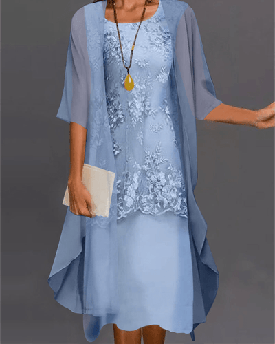 Amarae | Women's Dress Elegant Chiffon Midi Dress in Two Parts