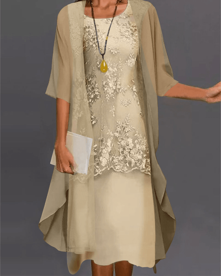 Lune London | Women's Dress Elegant Chiffon Midi Dress in Two Parts