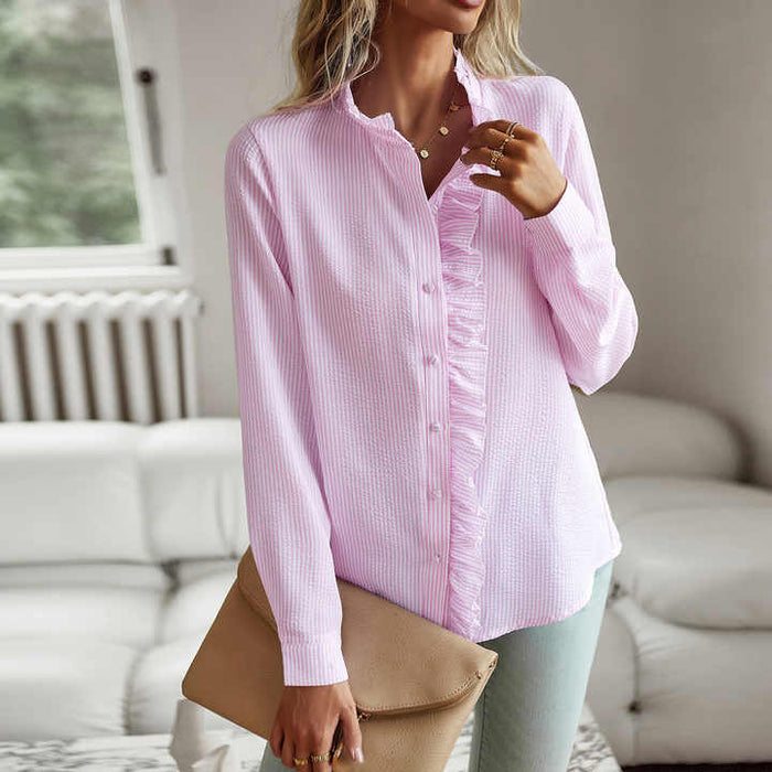 Amarae | Elegant long sleeve blouse with striped pattern