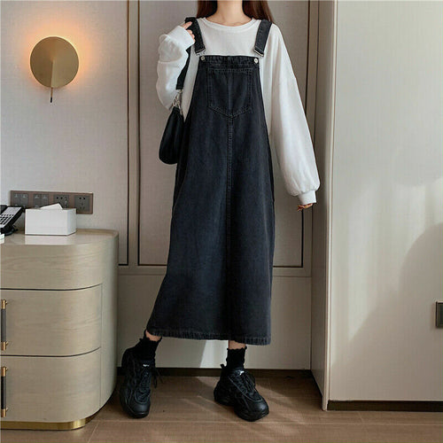 Chic and Style | Casual denim overall dress with front pocket