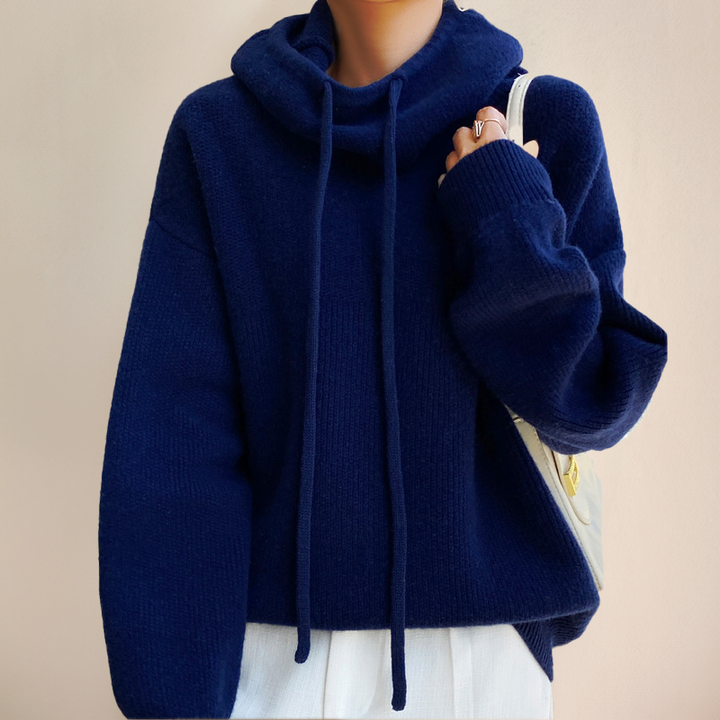 Amarae | Hoodie - Oversized women's pullover with stand-up collar