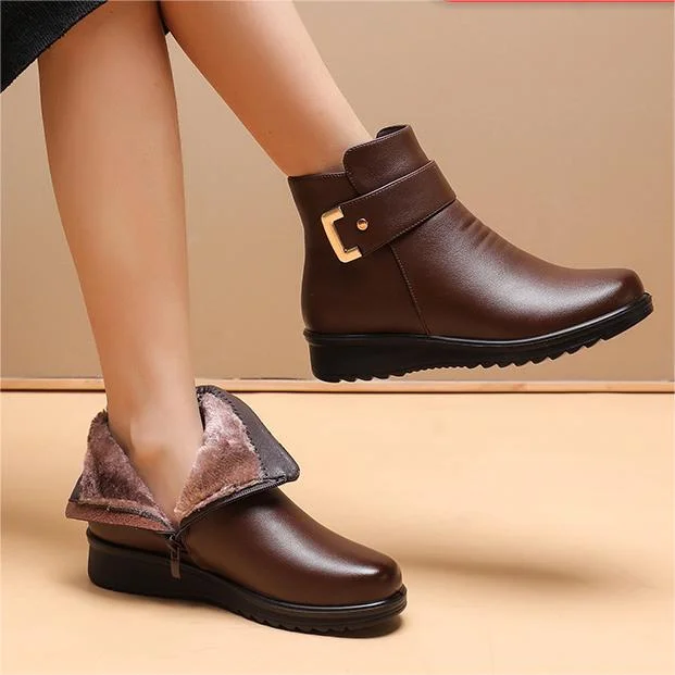 Lune London | Leather Orthopedic Winter Ankle Boots | Fleece-lined Wedge Boots