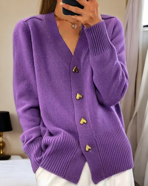 Lune London | Women's Heart Button Cardigan