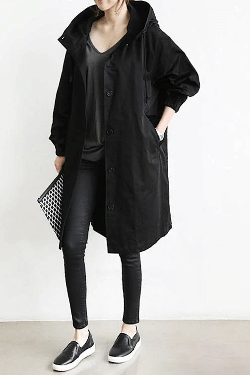 Amarae | The windbreaker with buttons and hood for women