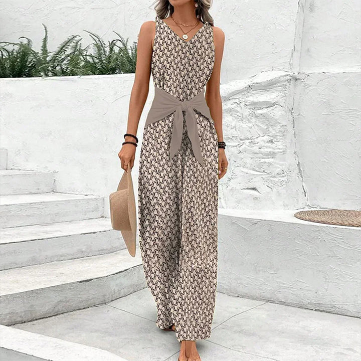 Women’s Elegant Sleeveless Jumpsuit with Round Neck & Casual Fit | Lune London