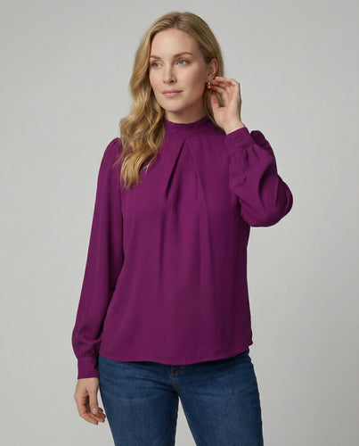 Ladies elegant blouse with stand-up collar