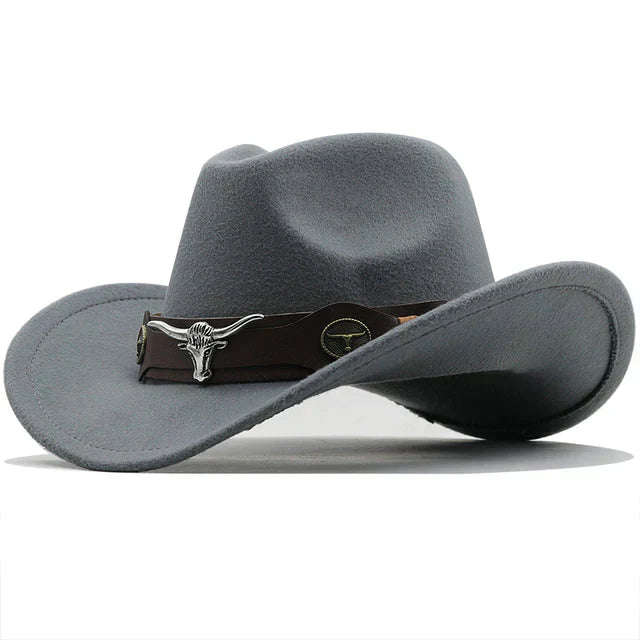 Lune London | Western-style felt hat with bull buckle band