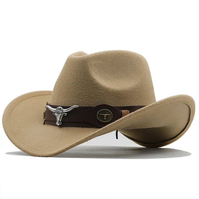 Lune London | Western-style felt hat with bull buckle band