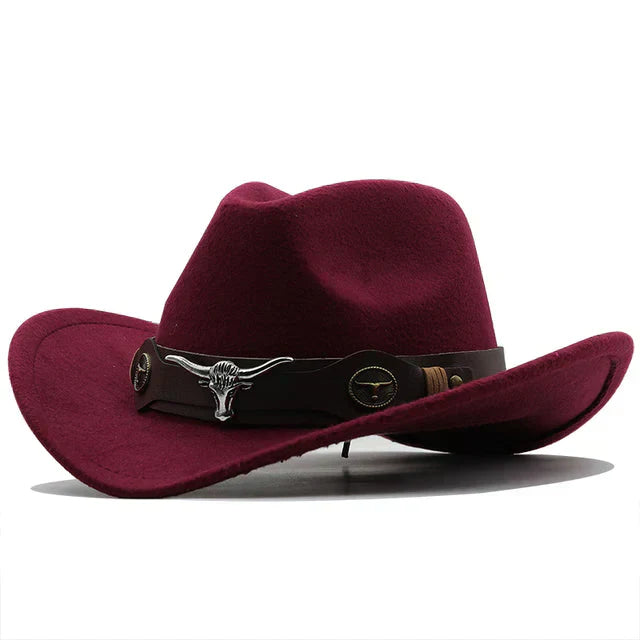 Lune London | Western-style felt hat with bull buckle band