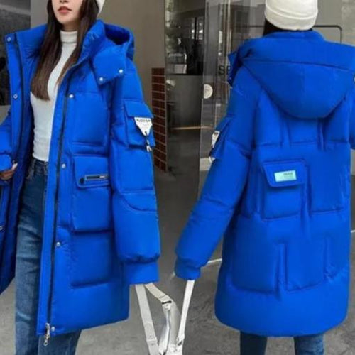 Amarae | Winter Parka Insulated Long Blue Jacket with Practical Pockets