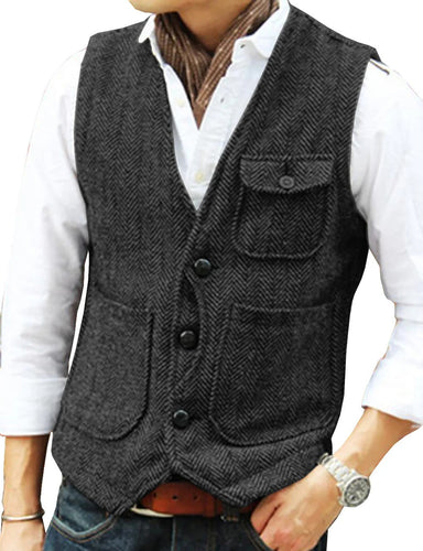 Amarae | Vintage Sleeveless Tweed Vest for Men