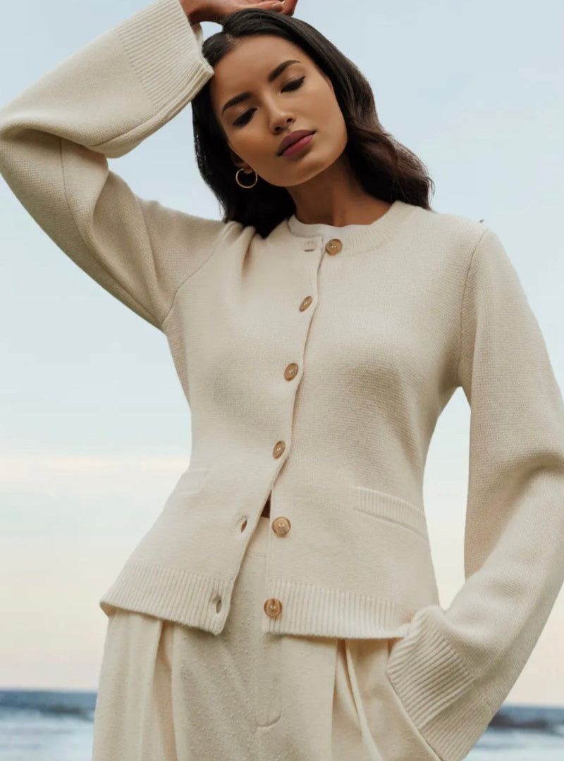 Lune London | Cardigan - Button Closure - Round Neck - Long Sleeves - Soft and Comfortable