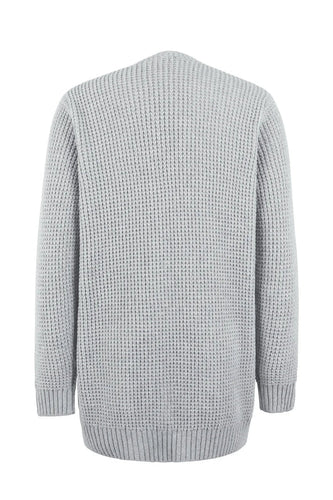 Amarae | Cardigan - Long Open Front - knitted texture - soft ribbed edges - with pockets