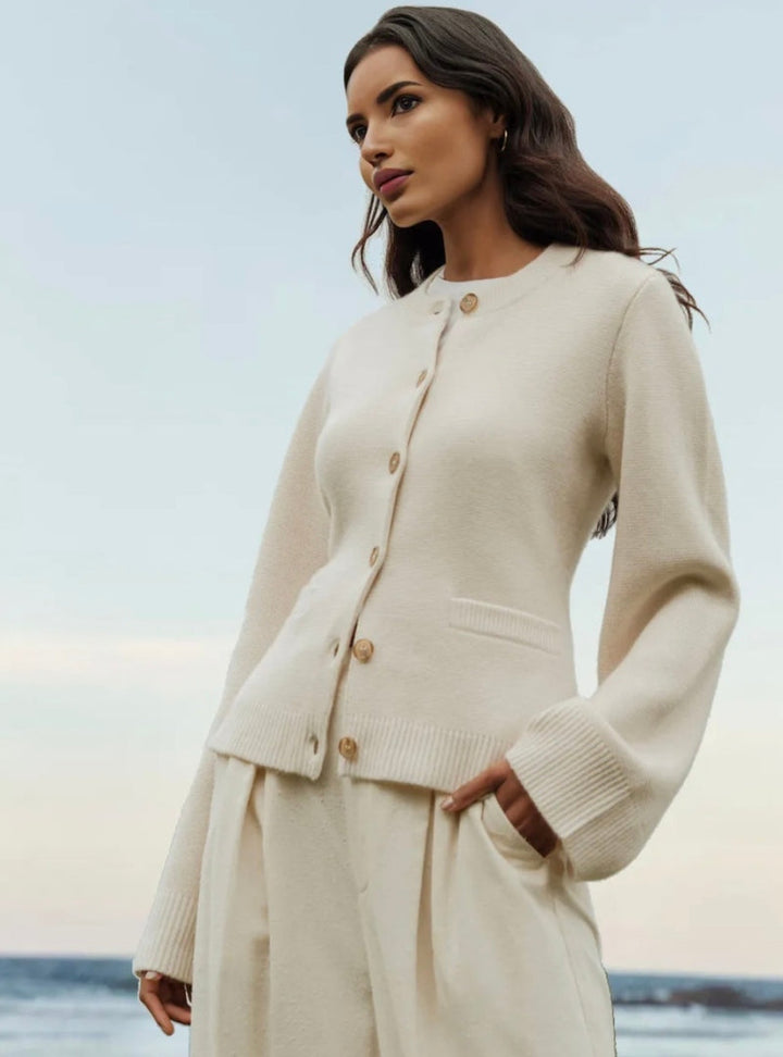 Lune London | Cardigan - Button Closure - Round Neck - Long Sleeves - Soft and Comfortable